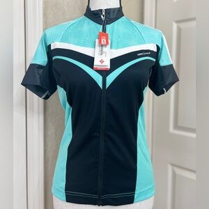 Women's Black and Blue Cycling Top